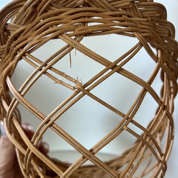 Vintage WICKER RATTAN Doll CHAIR DOLLHOUSE plant BOHO Display Stuffed Animal - Picture 3 of 5